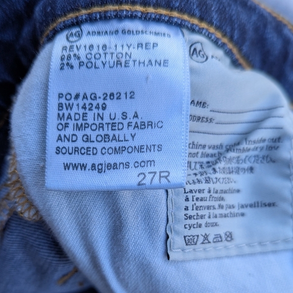AG Adriano Goldschmied The Harper Essential Straight Blue Jeans Size 27R Boho - Picture 9 of 10